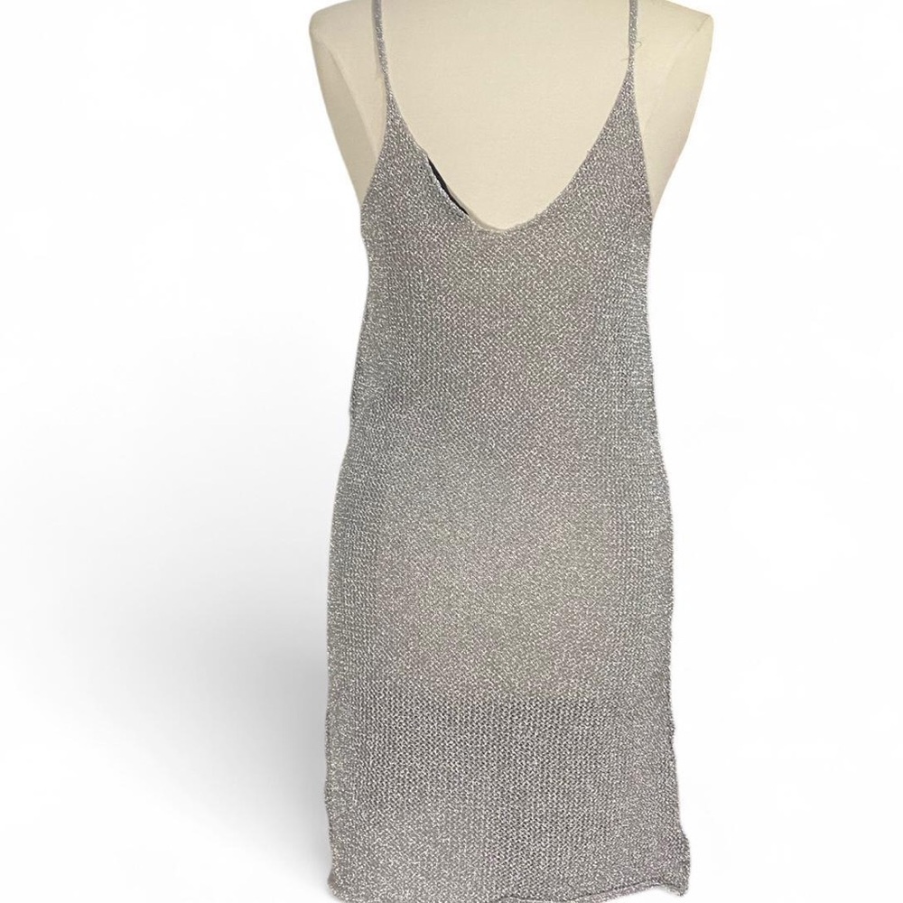 Bershka Shimmering Silver mesh dress - Picture 4 of 6
